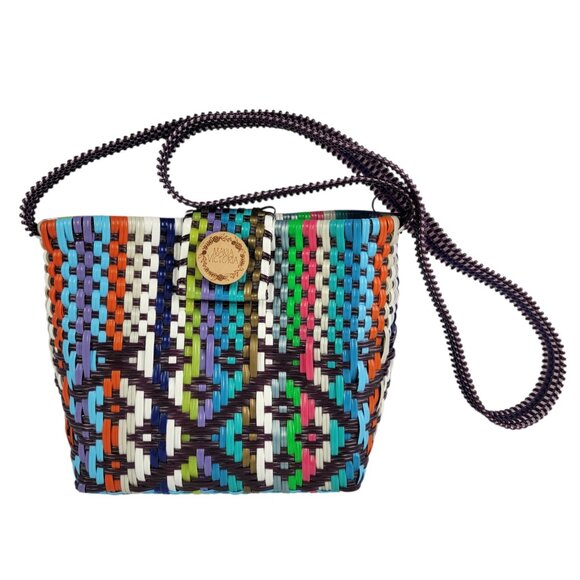 Maria Victoria Multi-colored Woven PVC Recycled Material Purse Bag - Picture 1 of 9